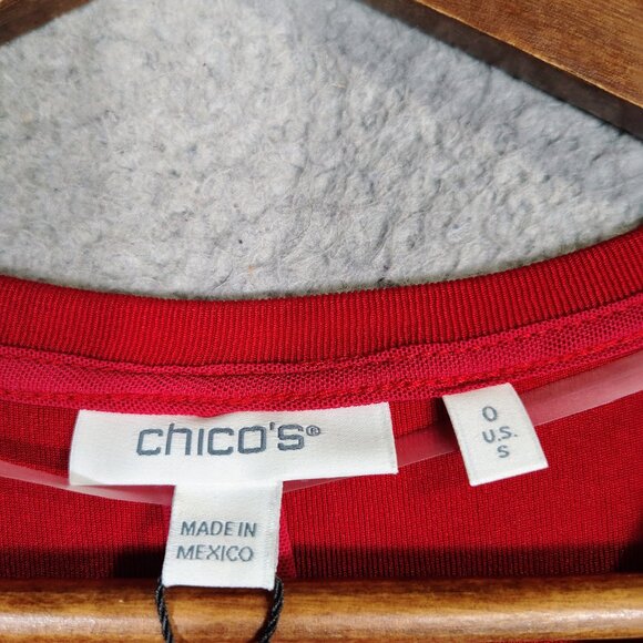 Chico's Travelers Dress Womens 0 US Small Red Allure High V-Neck Bell Sleeve NWT - Picture 4 of 12
